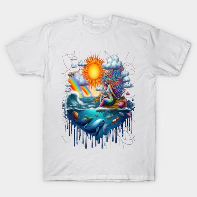 Mermaid Surreal Subconscious Sun-Kissed Morning T-Shirt by coollooks